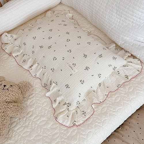 Vista 206 de BuLuTu Funda de almohada de muselina de algodón para niños pequeños, tamaño estándar, estampado de flores de Galsang, suave funda de almohada
