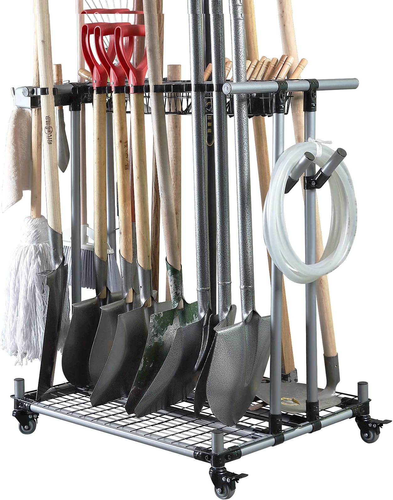 Heavy duty garden tool organizer garage storage holder storage large long farming tools lawn tool metal rack shovel and rake organizer