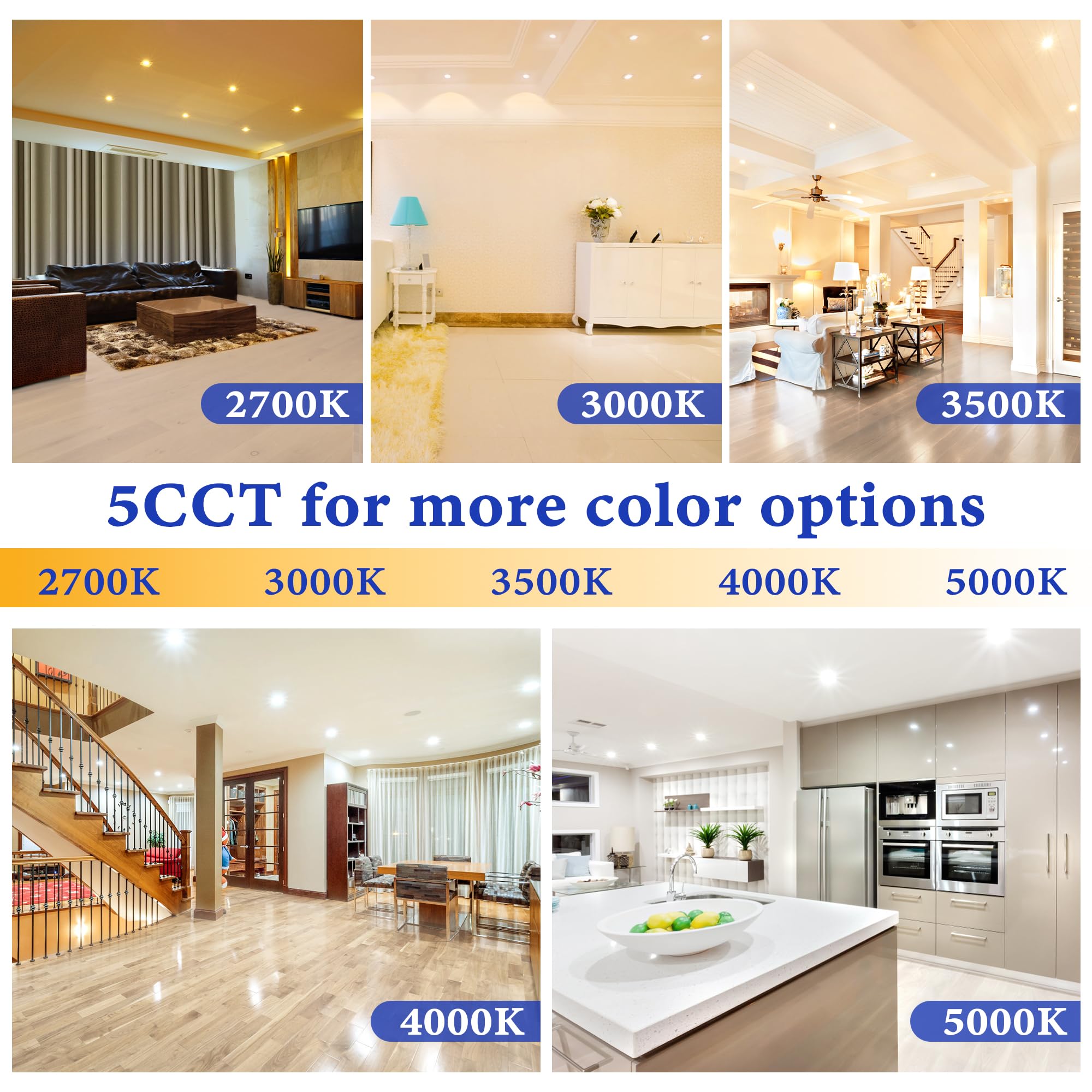 Pot Lights 6 Inch Satco 5.6'' Selectable Color Temperature Dimmable IC ...