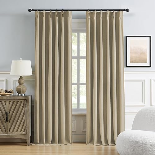 DUALIFE Luxury Blackout Curtains for Bedroom 96 Inches Long Taupe,