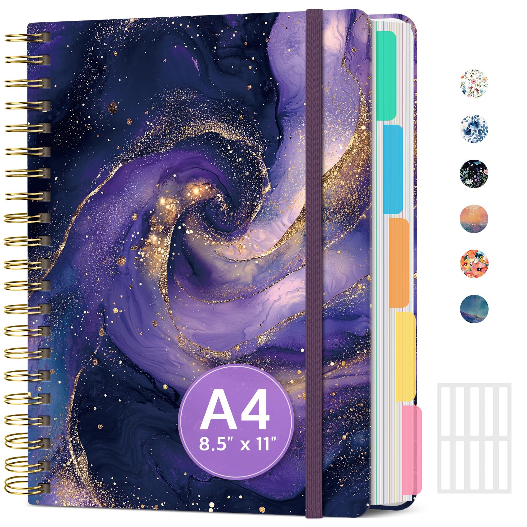 Taja Large Spiral Notebooks for Work 5 Subject with Removable Dividers
