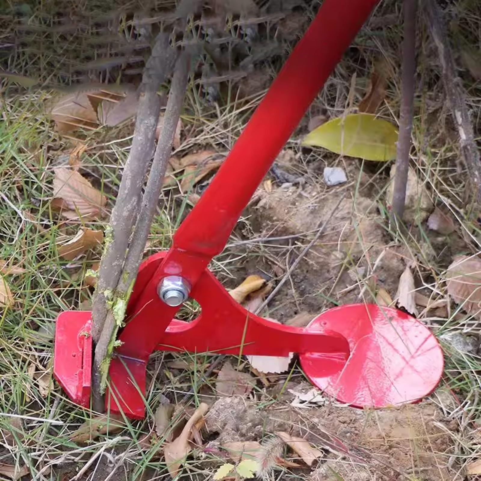 Herramienta de extracción de malas hierbas multiusos con cabeza dentada, cepillo rojo, herramienta de jardín, desbrozador de raíces poco profundas