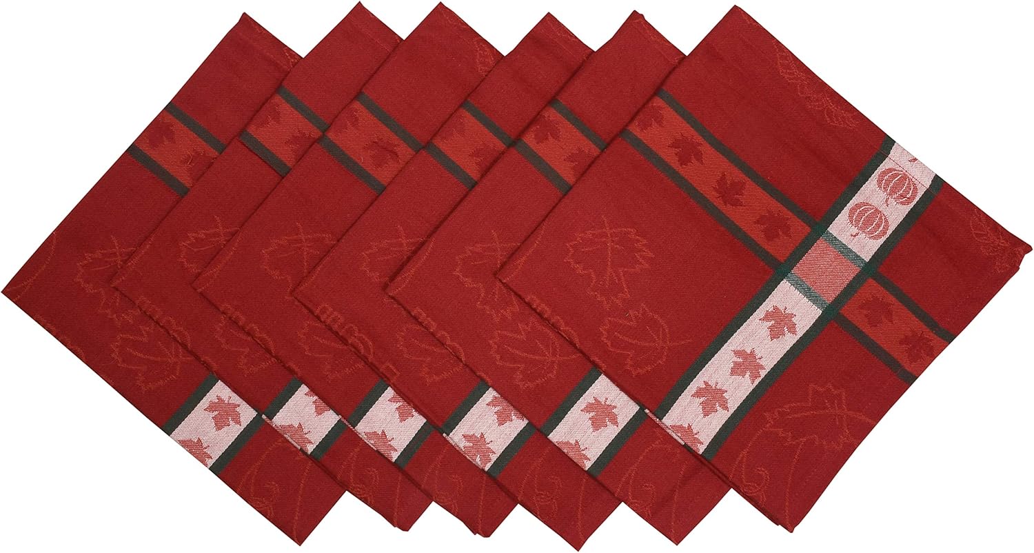 Yourtablecloth ジャカード秋ナプキン 6枚セット