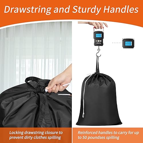 Miniatura 5 de Polecasa - Bolsa de lavandería grande, resistente, 28 x 36 pulgadas, tela resistente a desgarros de 3.8 ozyd, etiqueta identificadora y asas, fácil