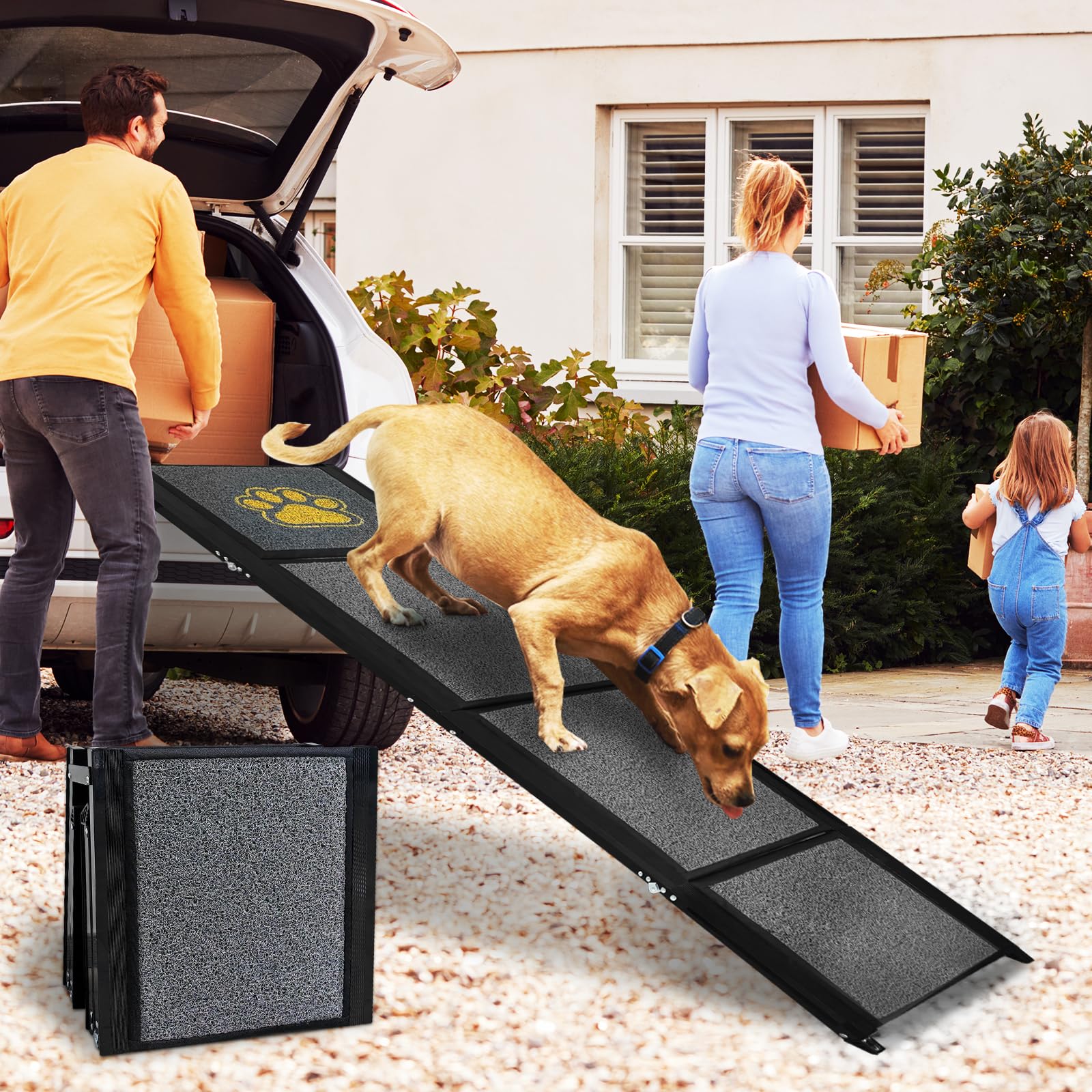 Rampe pliable pour chiens de grande taille 170 cm avec tapis antidérapant pour voiture SUV