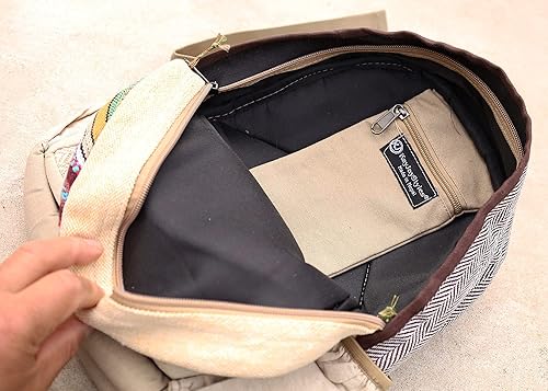 Miniatura 7 de Mochila Nepal de cáñamo natural hecha a mano para mujer, mochila pequeña y ligera, Daypack2, Mochilas Daypack