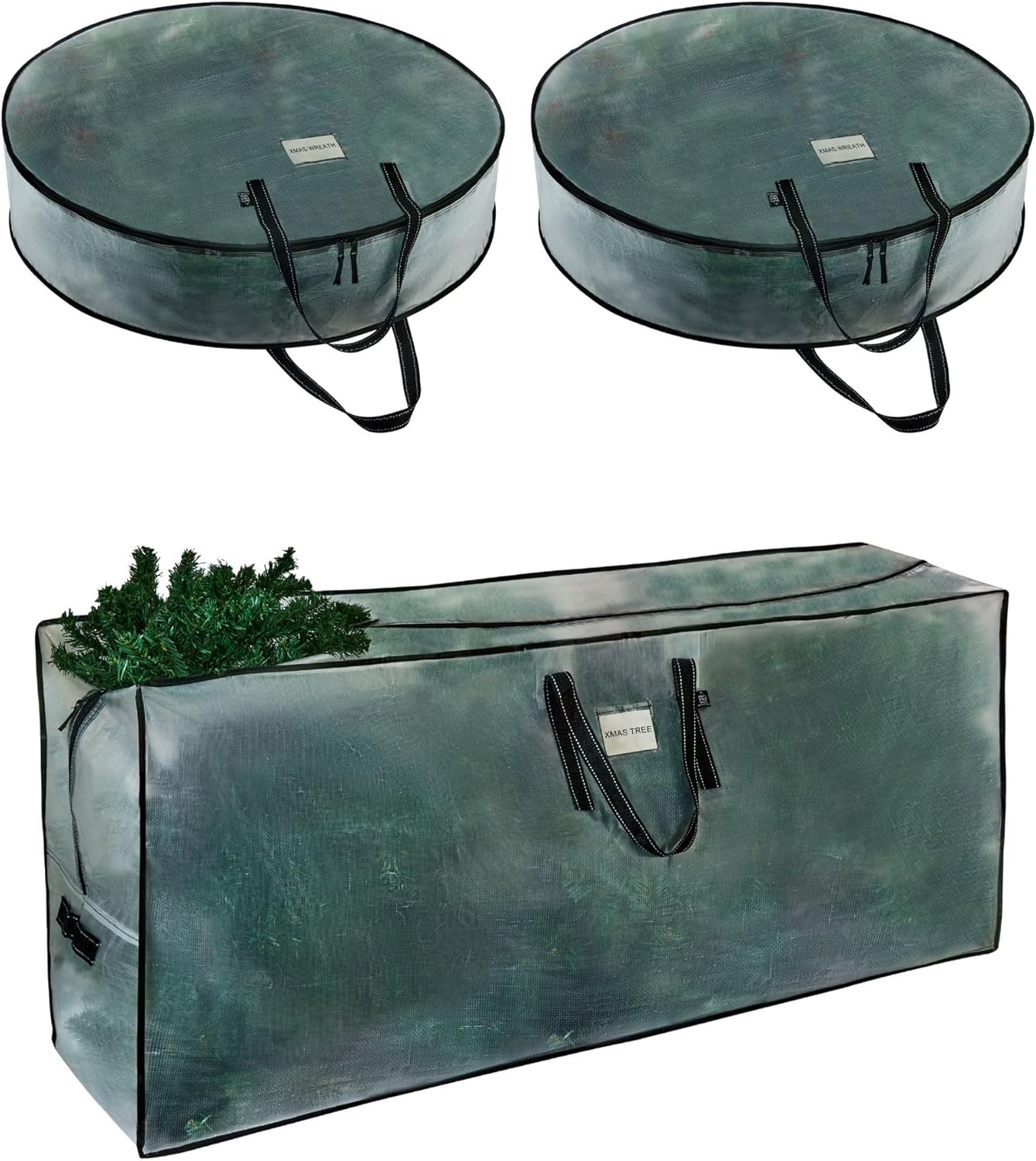 VENO 3 Pack Christmas Wreath, 9ft Tree Storage Bags (2 Pack 30 Inch Wreath Bags, 1 Pack 9 ft Tree Storage)