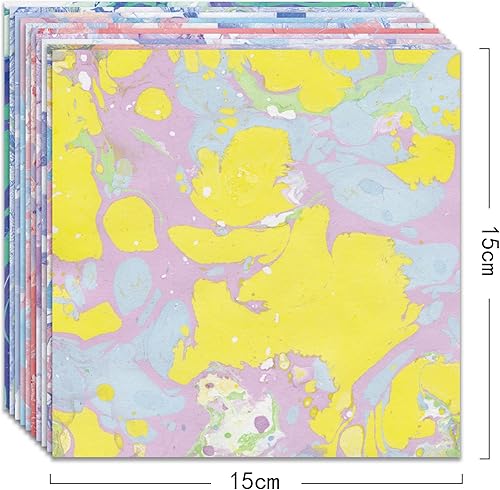 Vista 106 de Juego de 10 paquetes diferentes de papel de origami de 6 pulgadas, cuadrados, de doble cara, colores vivos, creación, fácil de plegar, manualidades