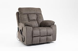 Old Age Electric Lift Chair,Dual Okin Motors,with Heating and Massage Functions,Can Tilt to 180 Degrees,Flat High Density Foam Chenille Sofa,w/2 Pocket Cup Holders & Remote Controls,Dark Brown