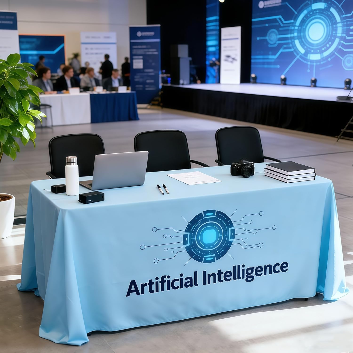 Ship Next Day,Custom Table Cloth with Business Logo,Personalized Tablecloth 4FT/5FT/6FT/8FT/10FT Table for Tradeshow Events Birthday Exhibitions (5 FT)