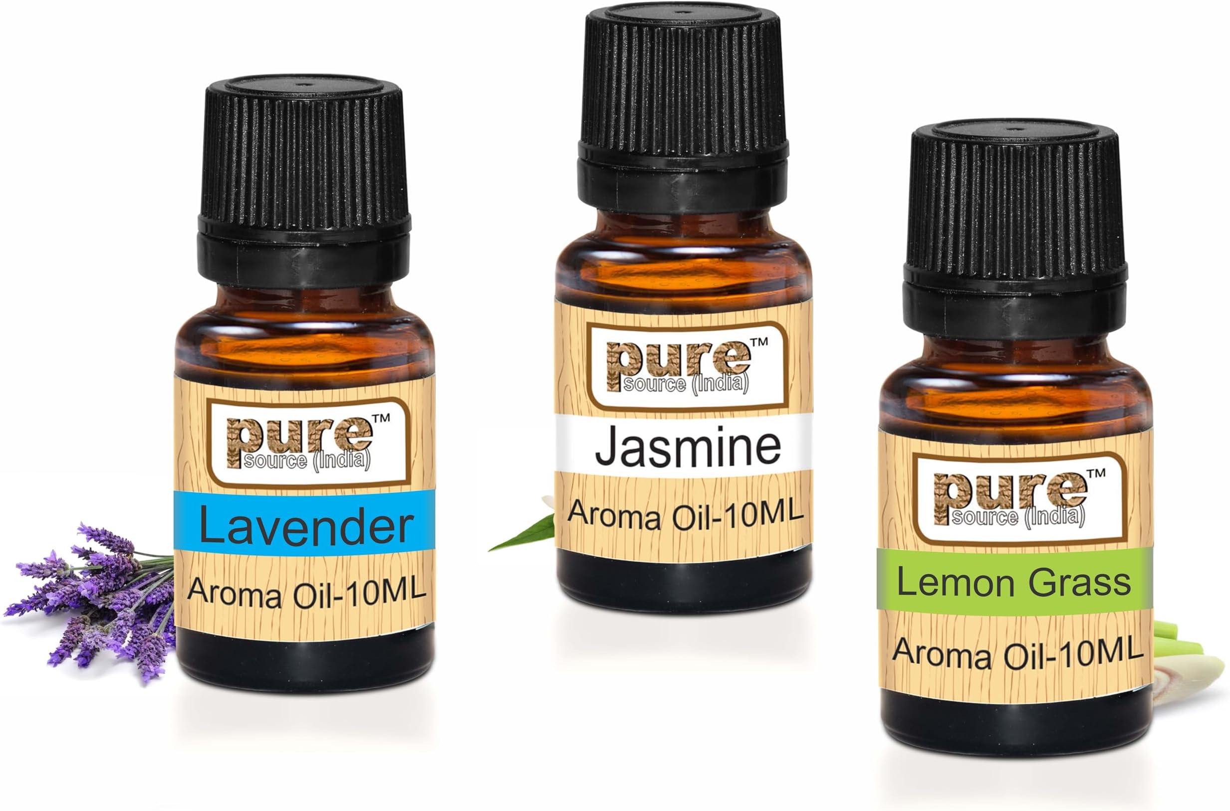 Pure Source Aroma Oil Pack Of 10 ML 3 IN One Pack , Total 30 ML pack Lemon Grass, Jasmine & Lavender