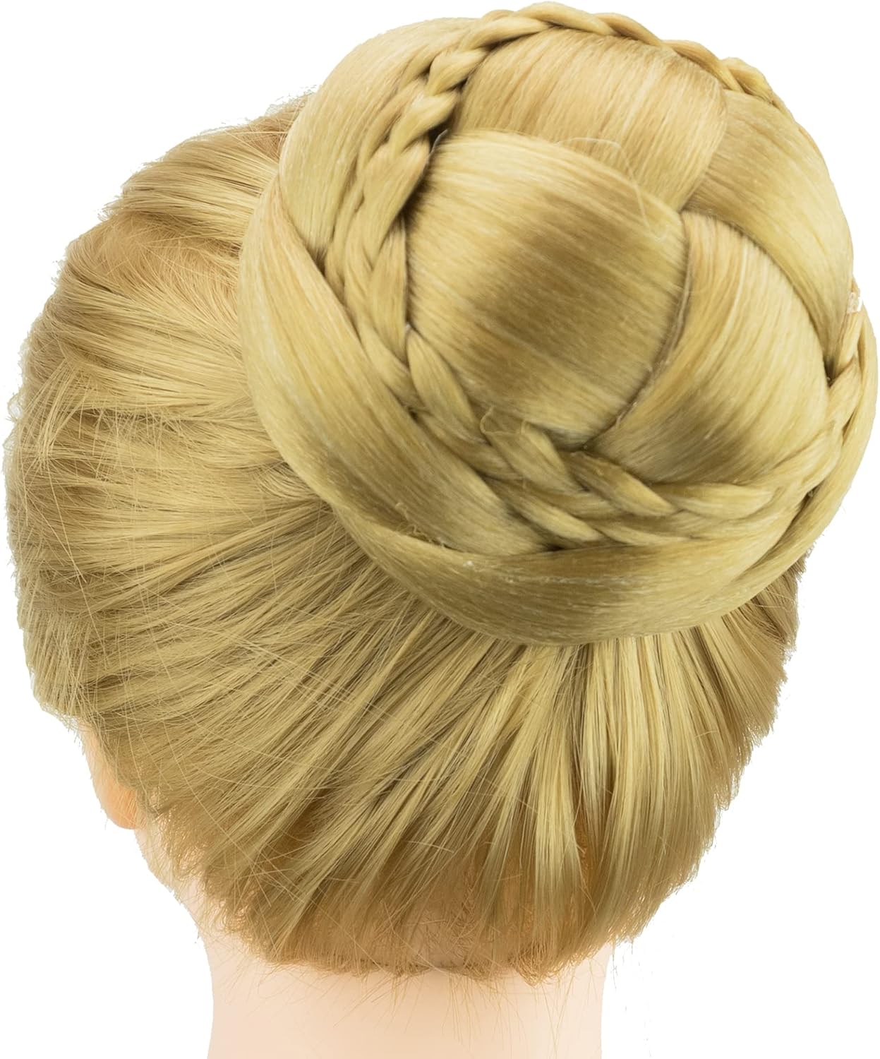 IMISSU Hair Bun Wig - Updo Braided Chignon for Dancers Donut Hairpiece with Scrunchie, Hair Cover Accessory (Ash Blonde)