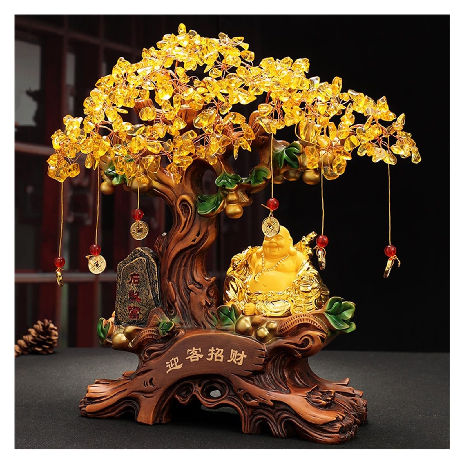 Árbol de cristal de citrino Feng Shui para decorar interiores y atraer la fortuna