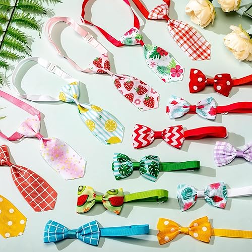 Miniatura 4 de Reginary Juego de 100 corbatines para perro, incluye 50 corbatas y 50 corbatines ajustables para gatos y perros, corbatas para cachorros pequeños y