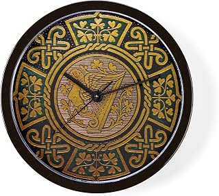CafePress Ornate Irish Harp 10" Wall Clock for Livingroom, Kitchen, or Office