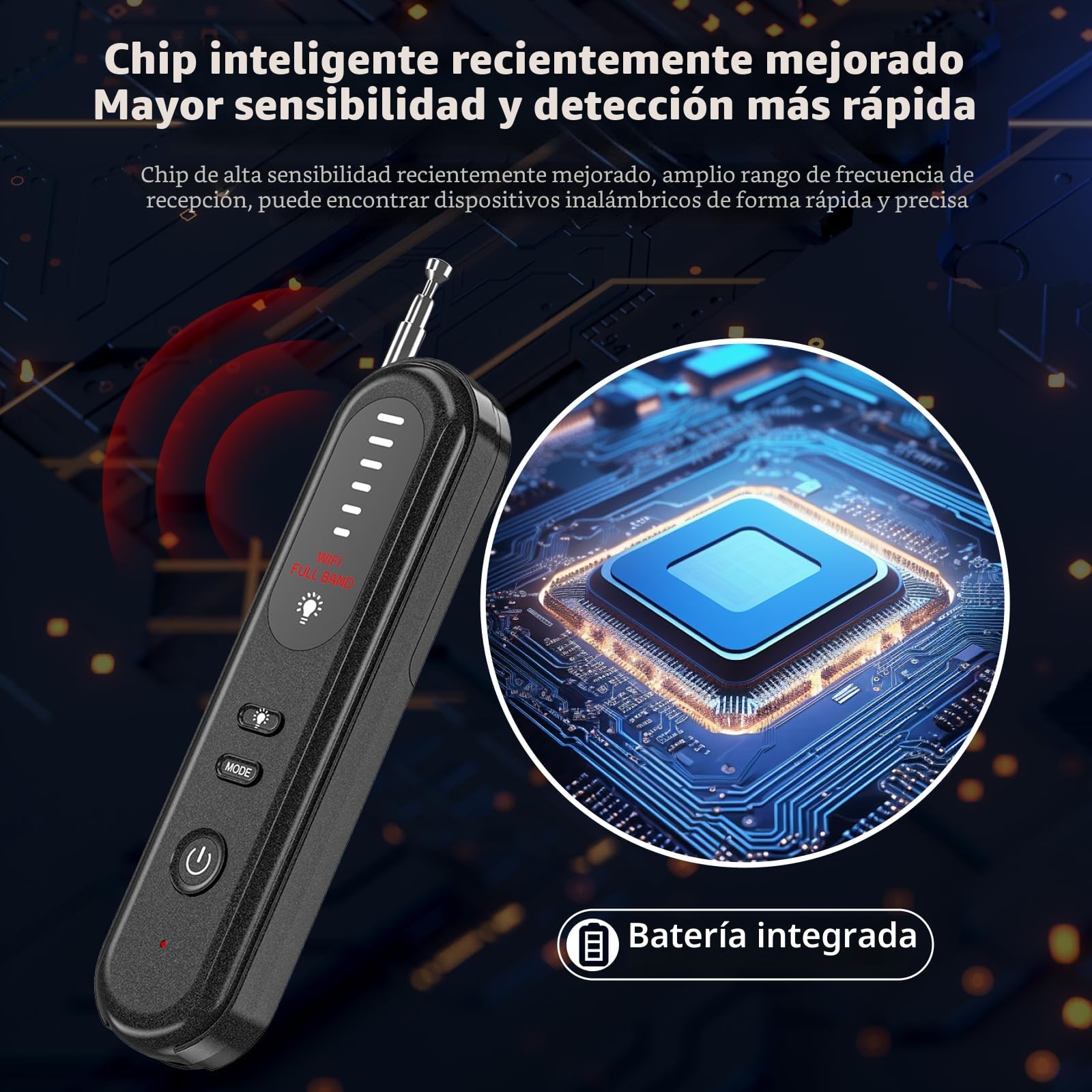 Detector de Cámara Oculta Detector de Señal RF Grabación Antiespía para GPS Tracker Dispositivos de Escucha inalámbricos para Hotel, hogar, Oficina y Viajes