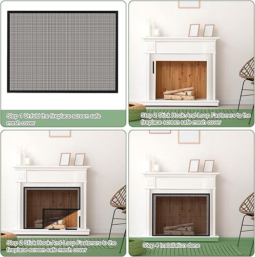 Miniatura 4 de Puerta de malla segura para chimenea, cortina de malla para chimenea, barrera segura para chimenea, red de chimenea, cubierta de chimenea, puertas