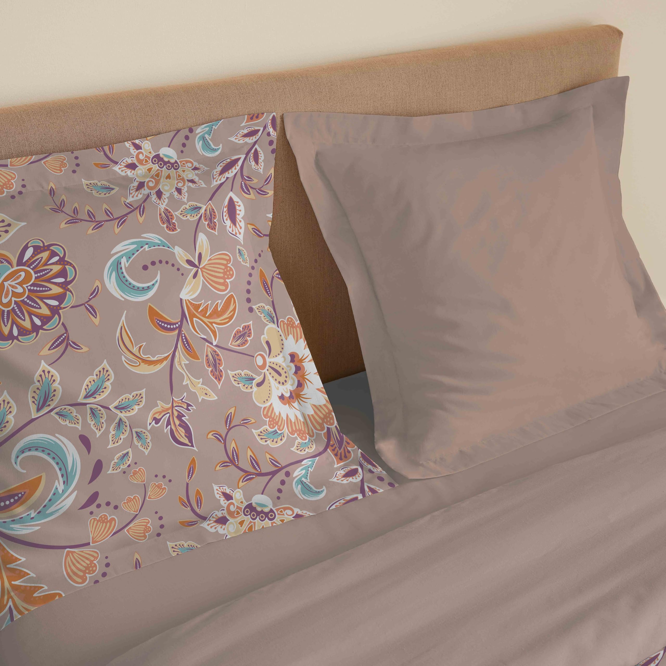 Parure de draps 4 pièces Vanessa pour lit 160 x 200 cm Grande Largeur (Bergame Nude)
