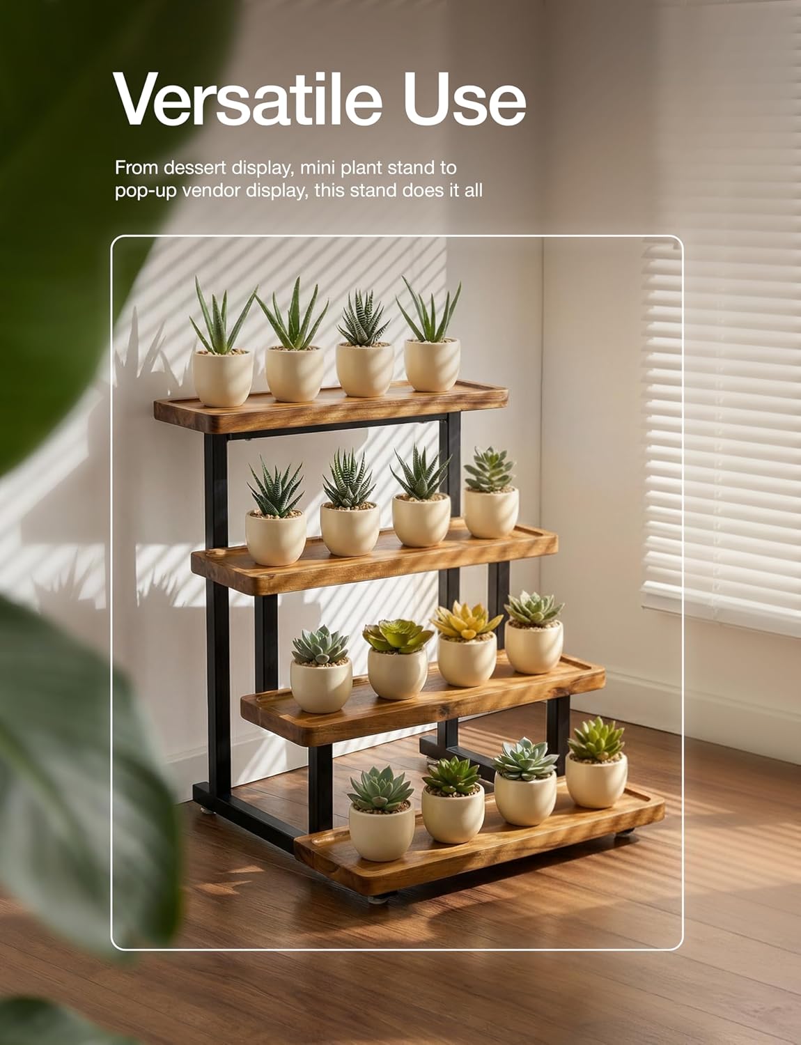Tidita Wooden 4-Tier Cupcake Display Stand, Steel Frame, Assembly Required