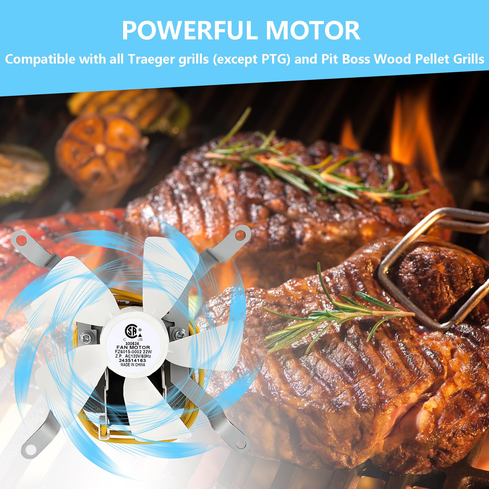 Subody Cldkz Kit de ventilador de inducción de repuesto, motor de ventilador de inducción mejorado, ventilador de inducción de parrilla resistente a altas temperaturas, ventilador de combustión para