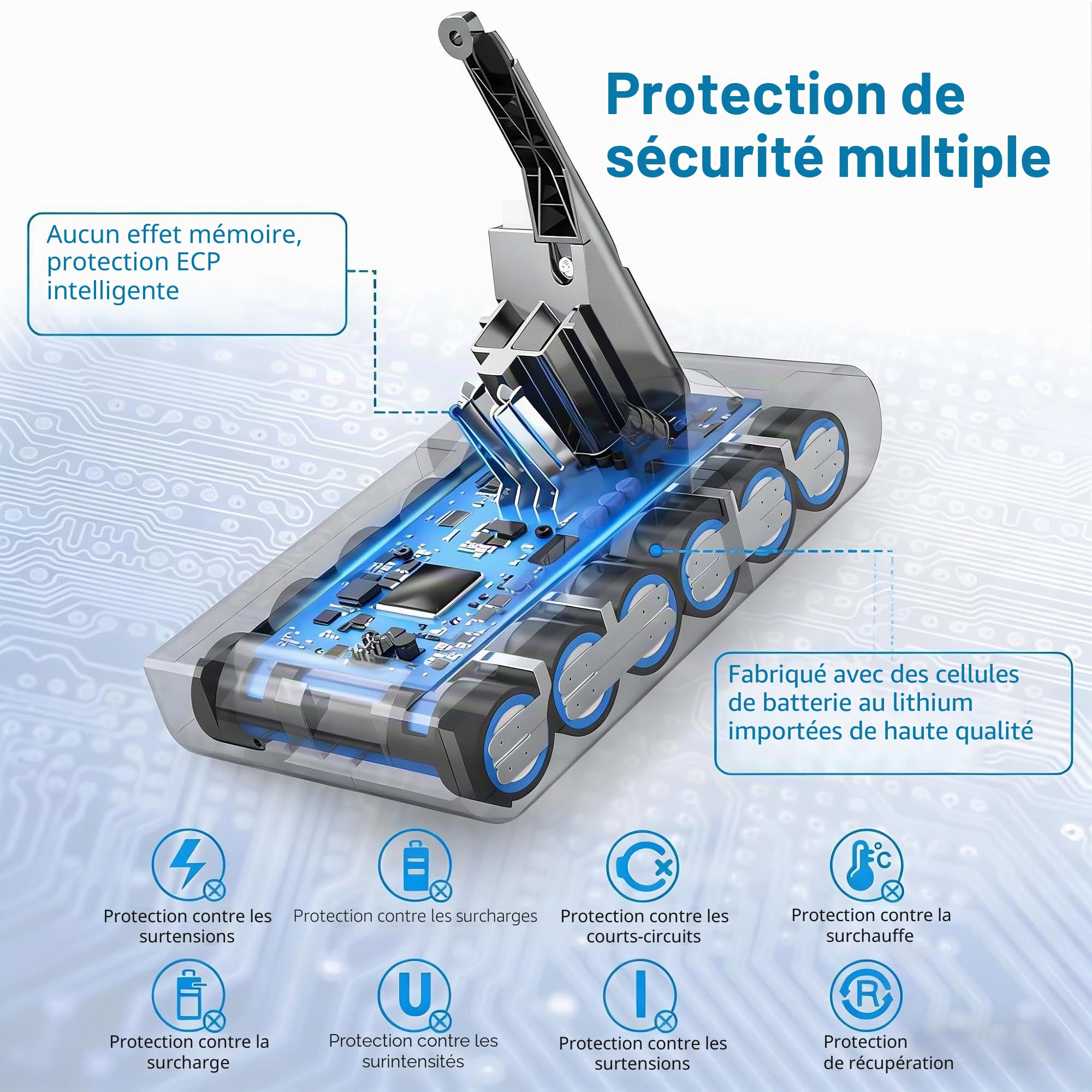 V8 SV10 Batterie de Remplacement pour Dyson V8 Aspirateur