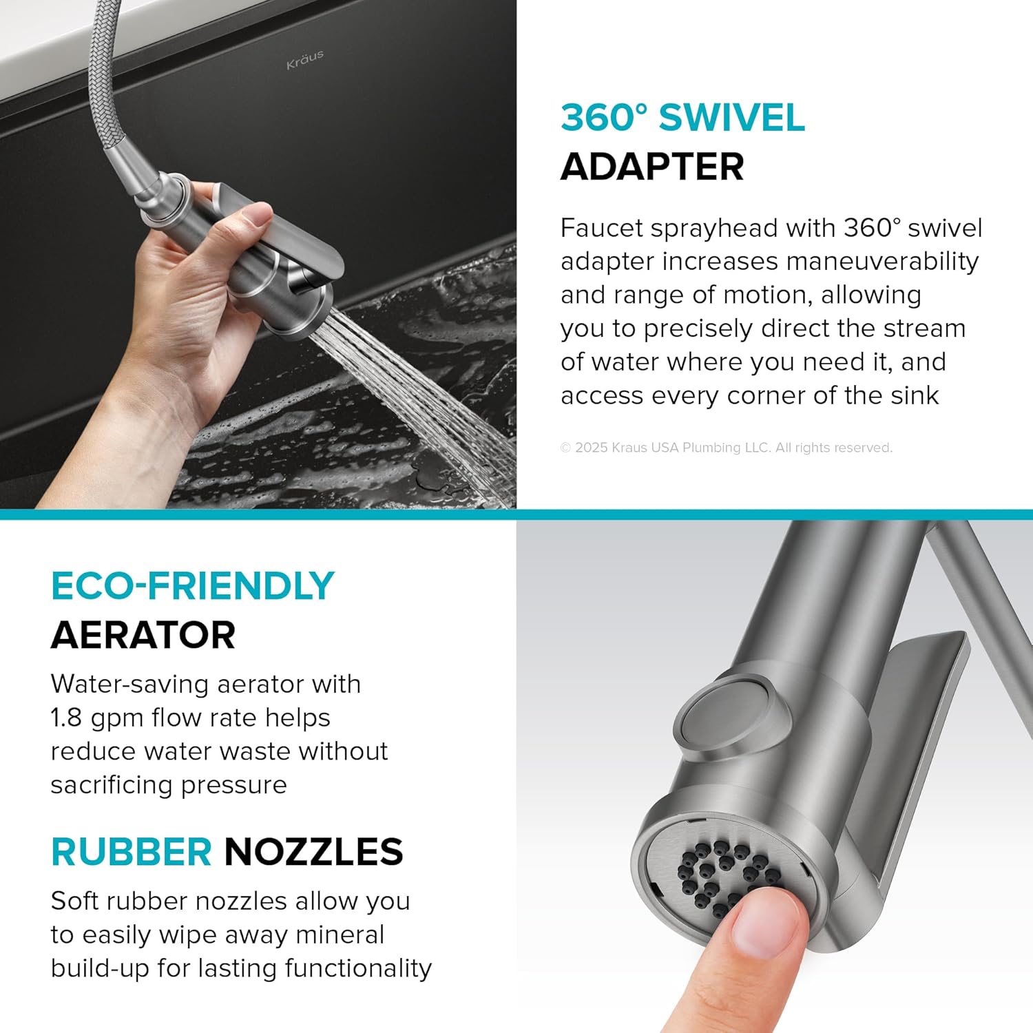 KRAUS Artec Pro Commercial Style 2-Function Single Handle Pull Down Kitchen Faucet with Pot Filler in Spot-Free Stainless Steel/Matte Black, KPF-1605SFSMB