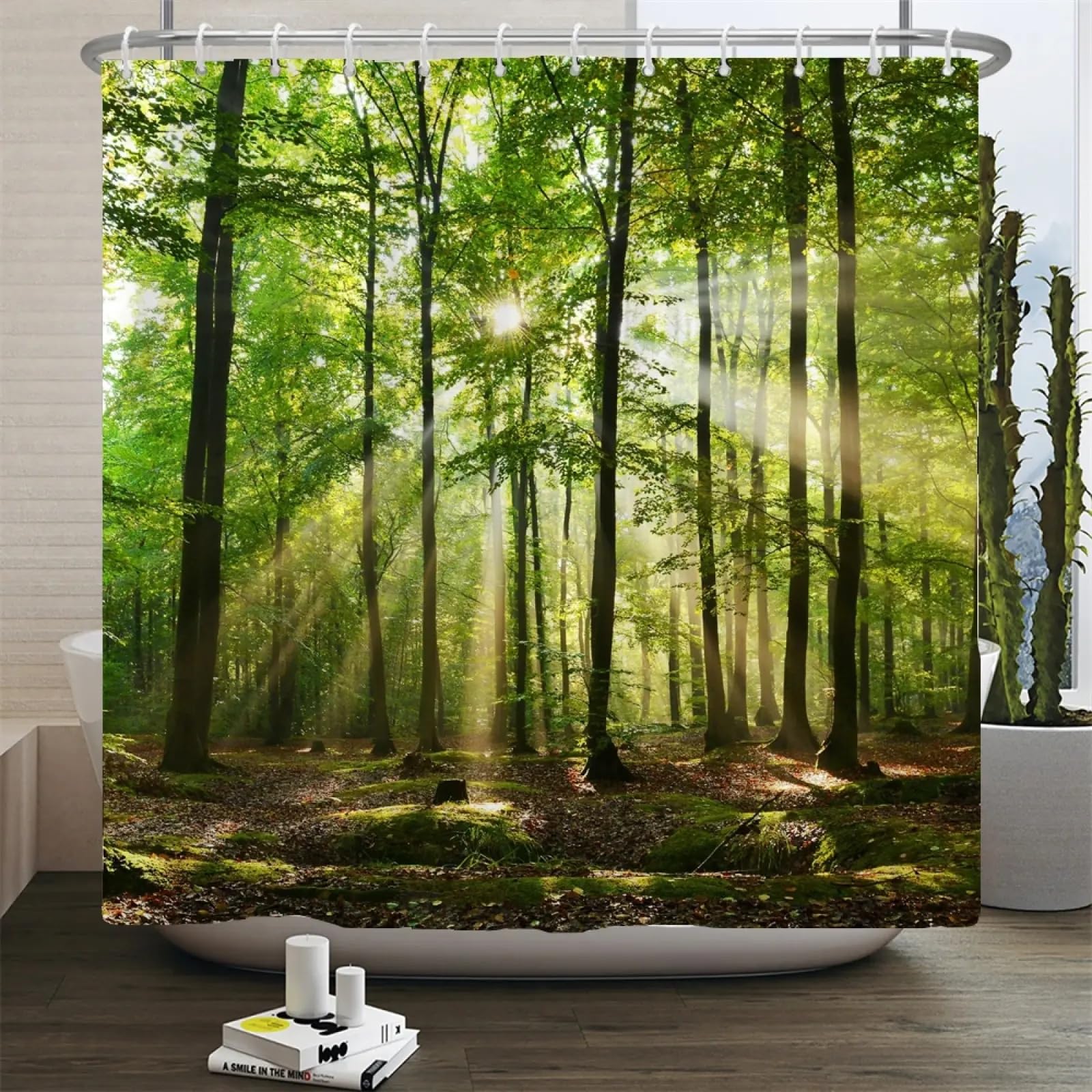 JGGXHM Natural Scenery Shower Curtain Forest Waterfall Spring Landscape Home Bathtub Decor Waterproof Polyester Bathroom Curtains 130x140cm/WxH shower curtains for bathroom