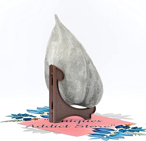 Miniatura 5 de Estatua de cara de Buda de diseño 3D en forma de hoja de árbol Bodhi - Estatua de Buda de piedra arenisca dorada Decoración Fondo gris