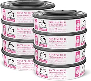 Amazon Brand - Mama Bear Blossoms Scented Diaper Pail Refills for Diaper Genie Pails, 2160 Count (8 Packs of 270 Count)