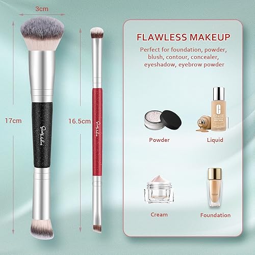 Miniatura 5 de START MAKERS - Brochas de maquillaje de doble punta para base, 2 en 1, cepillo corrector para cara, cejas, sombra de ojos, para líquidos, polvos,