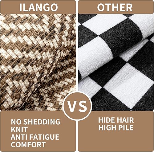 Miniatura 4 de ILANGO Juego de 2 alfombras de cocina antideslizantes para fregadero delantero, alfombras y tapetes de cocina lavables antifatiga, tapetes cómodos