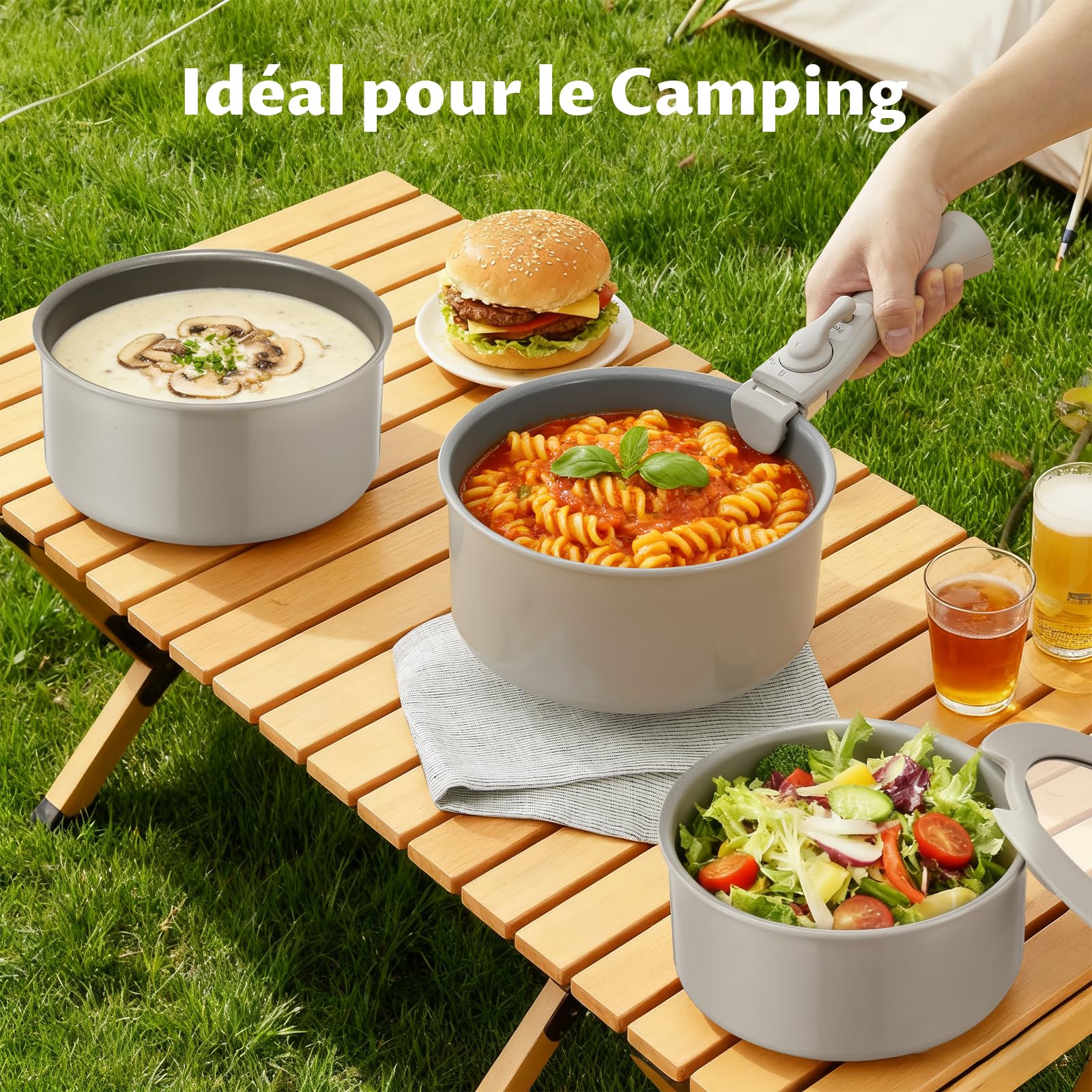 cuisine BLAZANT Casseroles Induction 6 pièces, Casserole en Céramique Antiadhésives 16/18/20 cm, sans PFOA, Poignées Amovibles, Base à induction à liaison moléculaire, passe au four