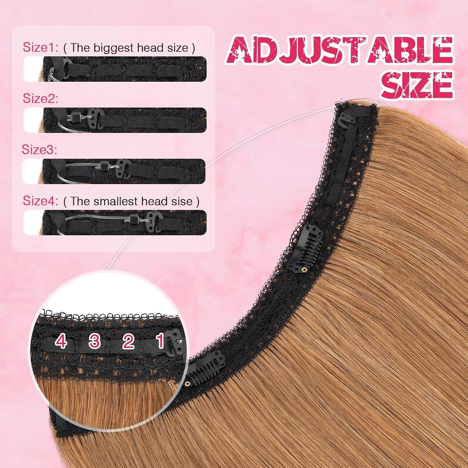 Halo Hair Extensions Real Human Hair, MY-LADY Adjustable Halo Extensions Real Human Hair, 16 inch Light Brown Women's Long Wavy Hair Invisible Wire Hair Extensions Thick End(80g)