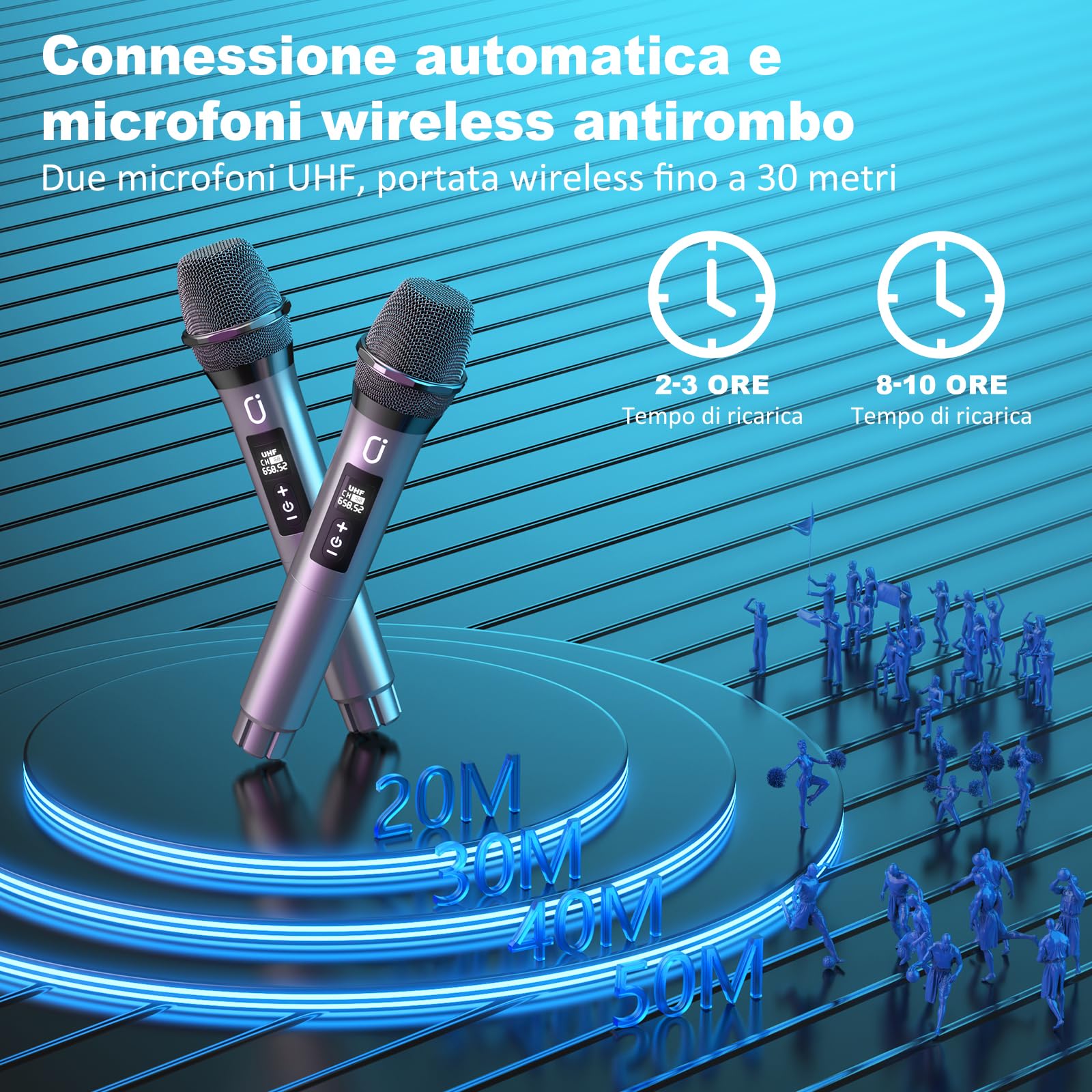 JYX Karaoke con 2 Microfono Wireless, 800W Cassa Bluetooth Grande, IPX4 Sistema PA Subwoofer, Bluetooth 5.3, luce Discoteca RGB, Canta tu Professionale Completo per Adulti, Supporta TF/USB, AUX, Rec