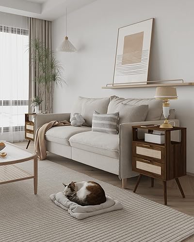 Miniatura 3 de Mesita de noche de ratán (marrón nogal-2D)