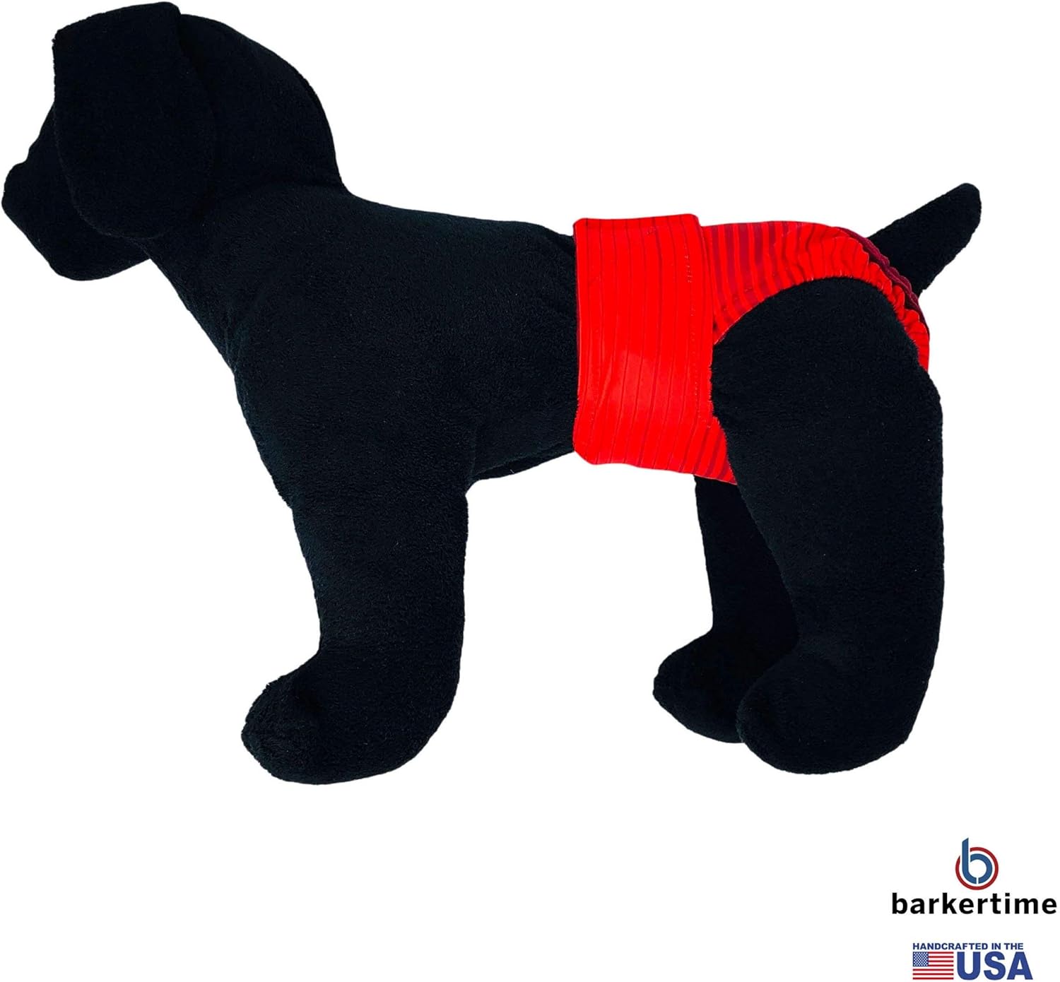 Red Stripes Dog Diaper, M, Without Tail Hole - Made in USA