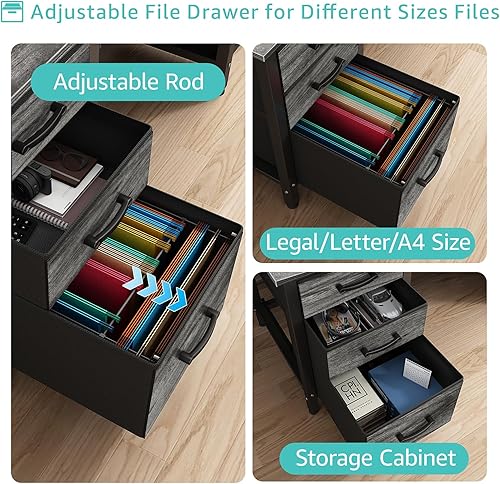 Miniatura 5 de Lufeiya Escritorio para computadora con cajones de archivos, escritorios de oficina en casa de 47 pulgadas con archivador para espacio pequeño, mesa