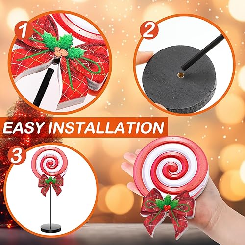 Miniatura 4 de 3 piezas de decoración de mesa de dulces de Navidad rojo y verde, centros de mesa de Navidad, letreros de madera de Navidad, decoración de mesa para