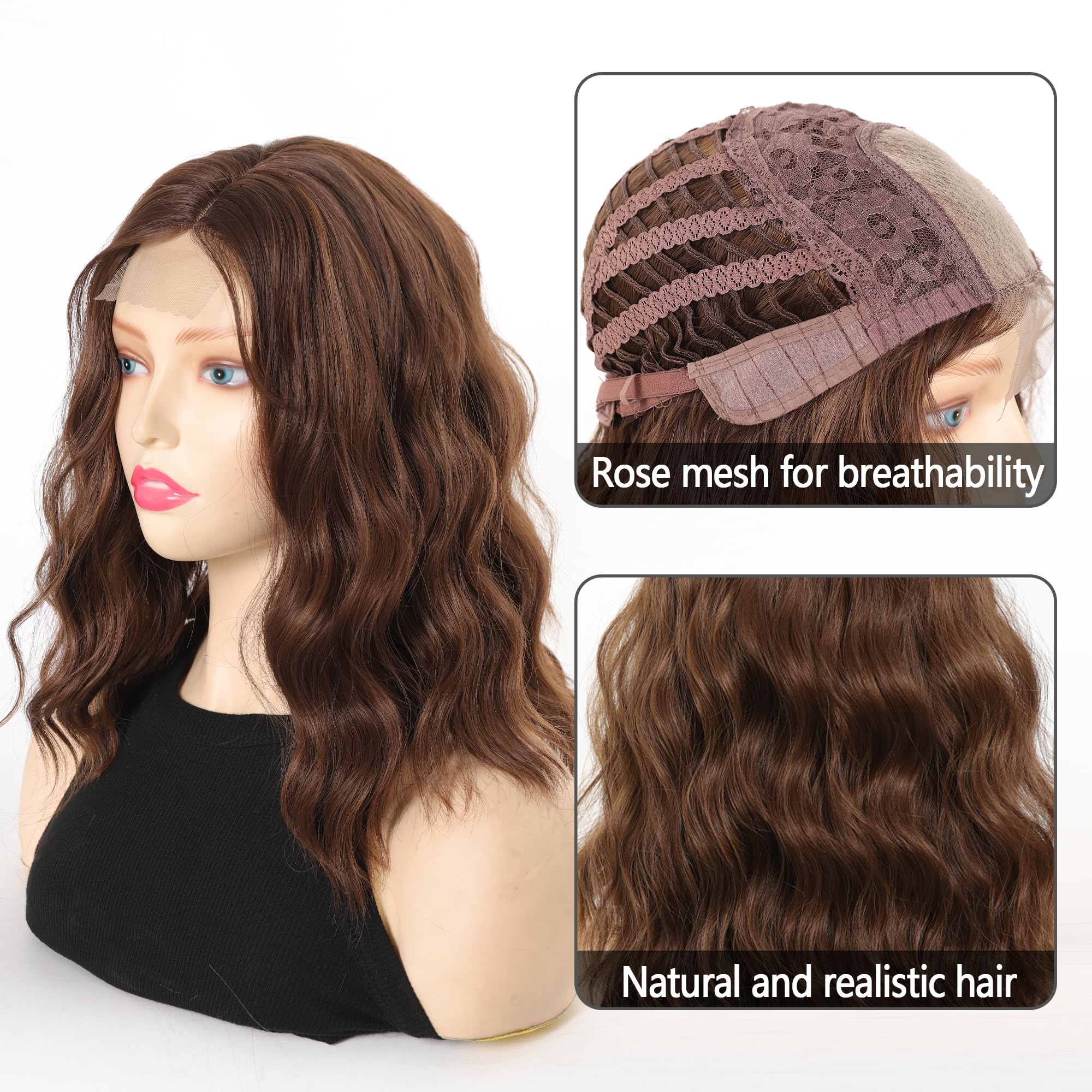 Synthetic Wavy Wig Heat Resistant Shoulder Length Everyday Hairstyle Realistic Amazon.com : Aiivna Black Bob Wig with Bangs Short Wavy Hair  main image 3