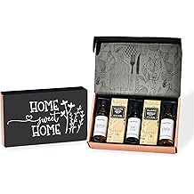 Thoughtfully, Housewarming Gourmet Pantry Gift Box, Includes Truffle Olive Oil, Garlic Olive Oil, Fig Balsamic Vinegar, Herbes de Provence Salt & Smoked Salt, Foodie Gift Set