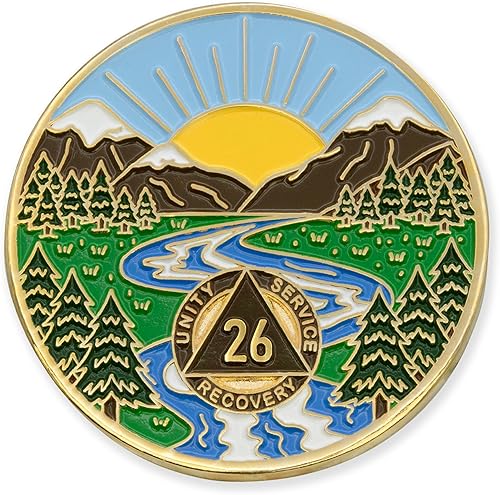 Miniatura 11 de 6 meses Sobriety Mint Winding River Gold Plated AA Recovery Medallón/Chip/Token