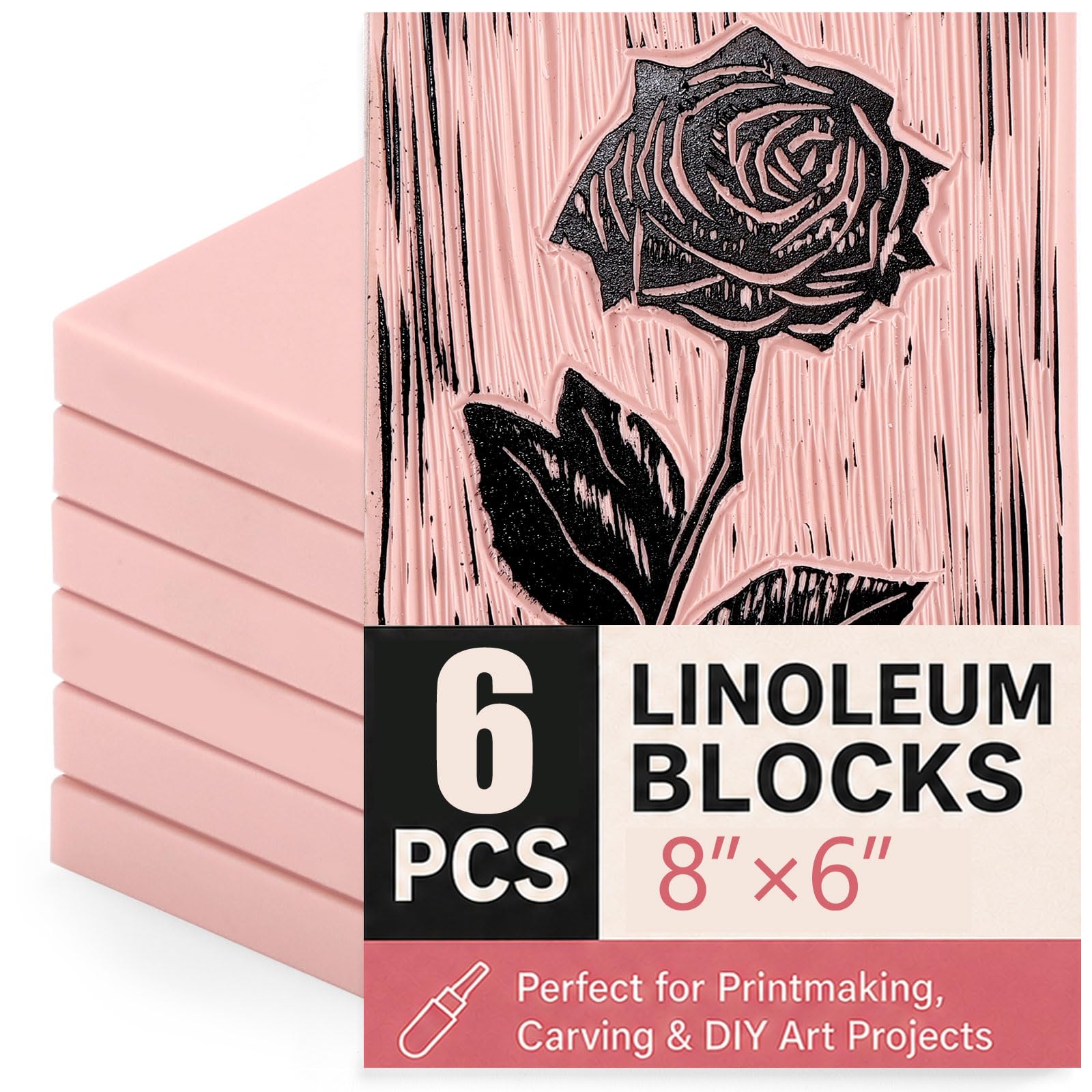 Bobblebro 6 PCS 8"x6" Soft Linoleum Blocks for Printmaking &amp; Stamp Making