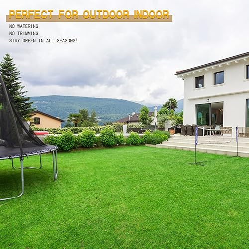 Miniatura 7 de Heyroll - Alfombra de césped artificial verde de 4 x 17 pies, alfombra de césped artificial de 0.8 pulgadas, para interiores y exteriores, alfombra