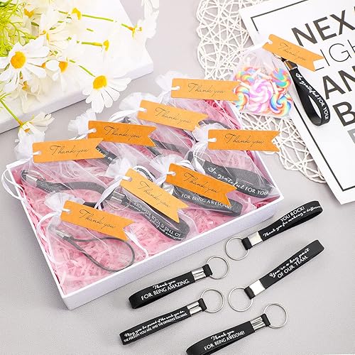 Miniatura 10 de Roowest 60 juegos de llaveros motivacionales de silicona para agradecimiento, regalo a granel para asistentes, profesores, enfermeras, compañeros de