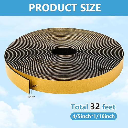 Miniatura 9 de Burlete impermeable de 26 pies (14 pulgadas x 18 pulgadas), adhesivo fuerte, ligero, insonorizado, resistente a la intemperie, cinta aislante de