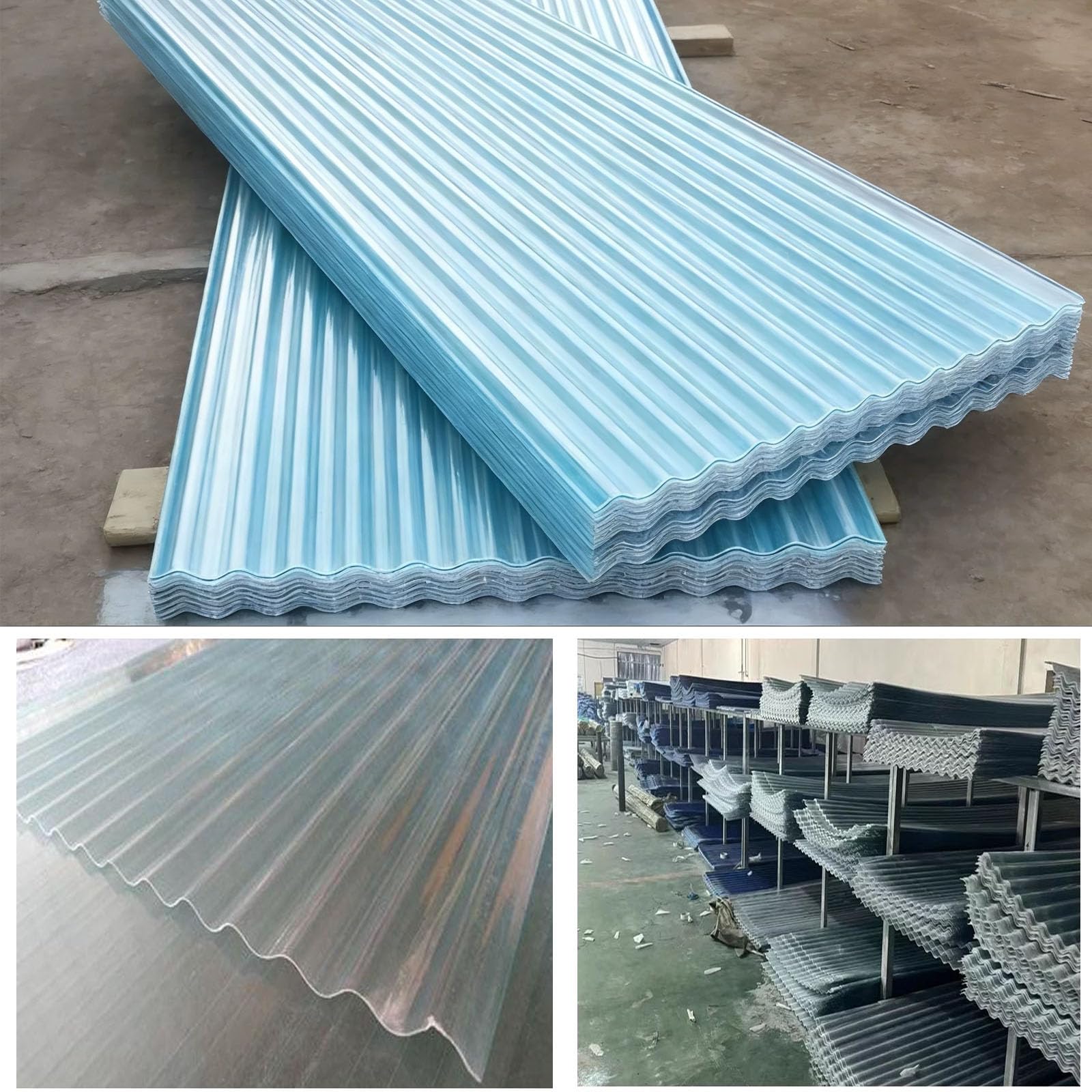 1.5mm Planchas Transparentes Tejados,2/4/6/9/10/12/16/20pcs Chapa Ondulada Para Invernaderos,Paneles Para Tejado Resistentes Al Impacto,Resistencia A Los Rayos Uv (0.9×0.9m,4pcs)