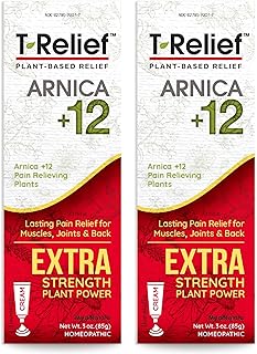MediNatura T-Relief Extra Strength Cream Arnica +12 Natural Relieving Actives for Back Pain Joint Soreness Muscle Aches & Stiffness, Whole Body Fast Acting Relief for Women & Men - 3 oz (2 Pack)