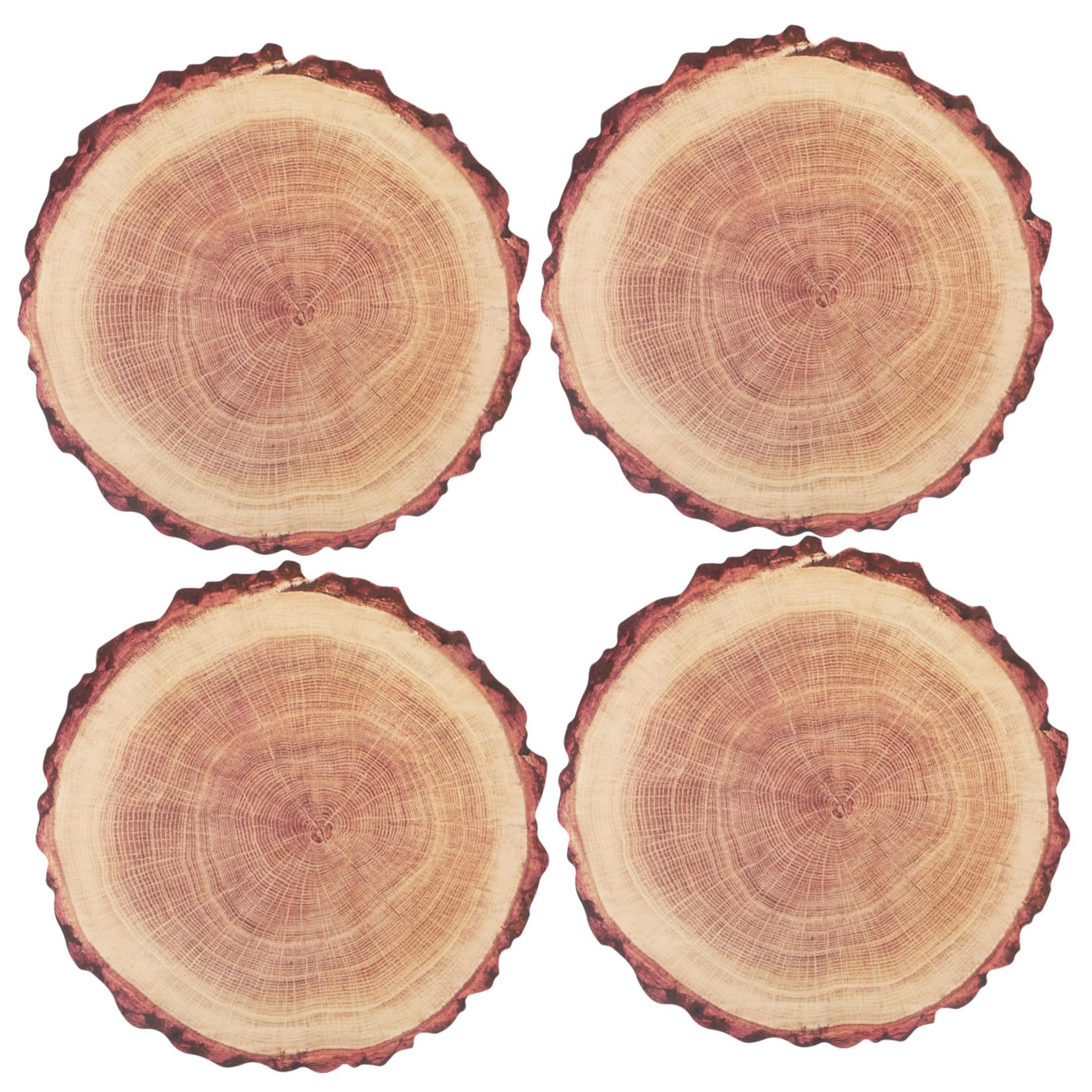 LABRIMP 4pcs Tree Stump Placemat Cup Coaster Tabletop Protection Table Mats for Dining Table Wooden Print Table Mat Home Cup Pads Coasters Wood Grain Pp Student Wooden Pieces