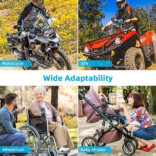 Miniatura 2 de KEMIMOTO Soporte para vasos ATV para botella de motocicleta soporte universal para bebidas con abrazadera de metal para botella de agua para barco