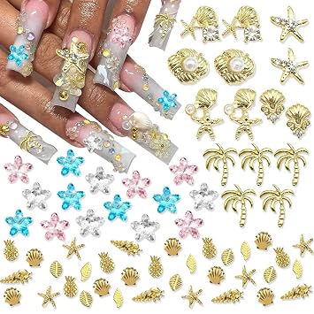 RODAKY Starfish Nail Charms Ocean Theme Nail Art Gems